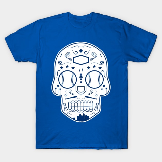 Los Angeles Baseball Sugar Skull T-Shirt by StickyHenderson